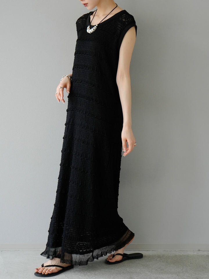 [Pre-order] Border Lace Sleeveless Dress/Black
