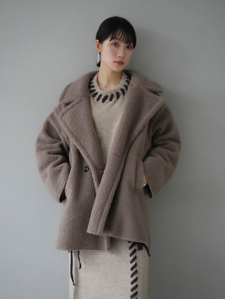 [Pre-order] Faux Mouton Boa P Coat/Mocha