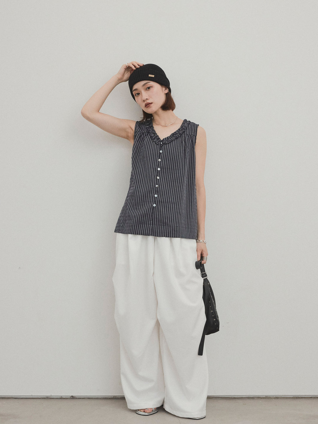 [預購] Design Loop 側邊褶褲/白色