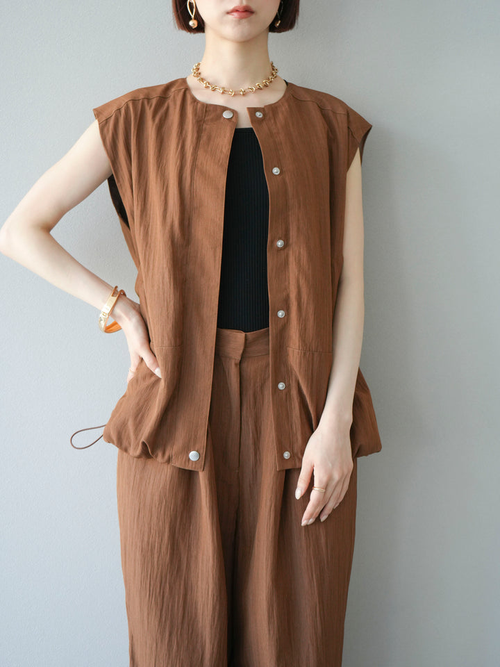 [予約]リネンライクドロストバルーンブルゾン/ブラウン