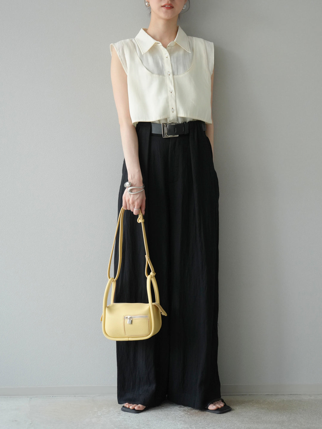 【預購】寬褲配大皮帶/黑色