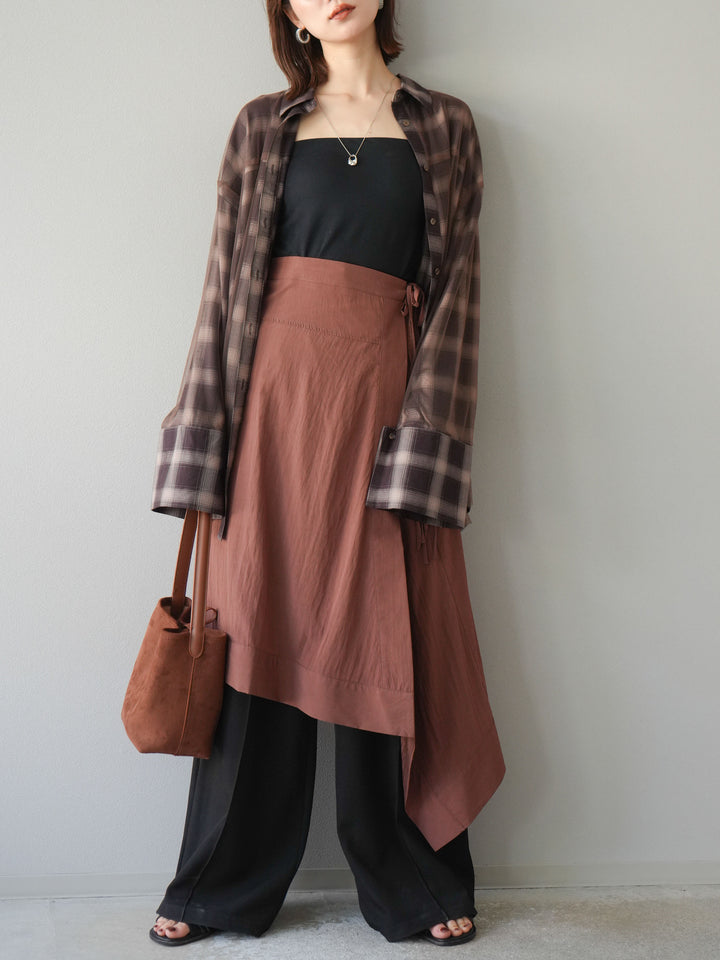 [予約]アシンメトリーレイヤードスカート/ブラウン