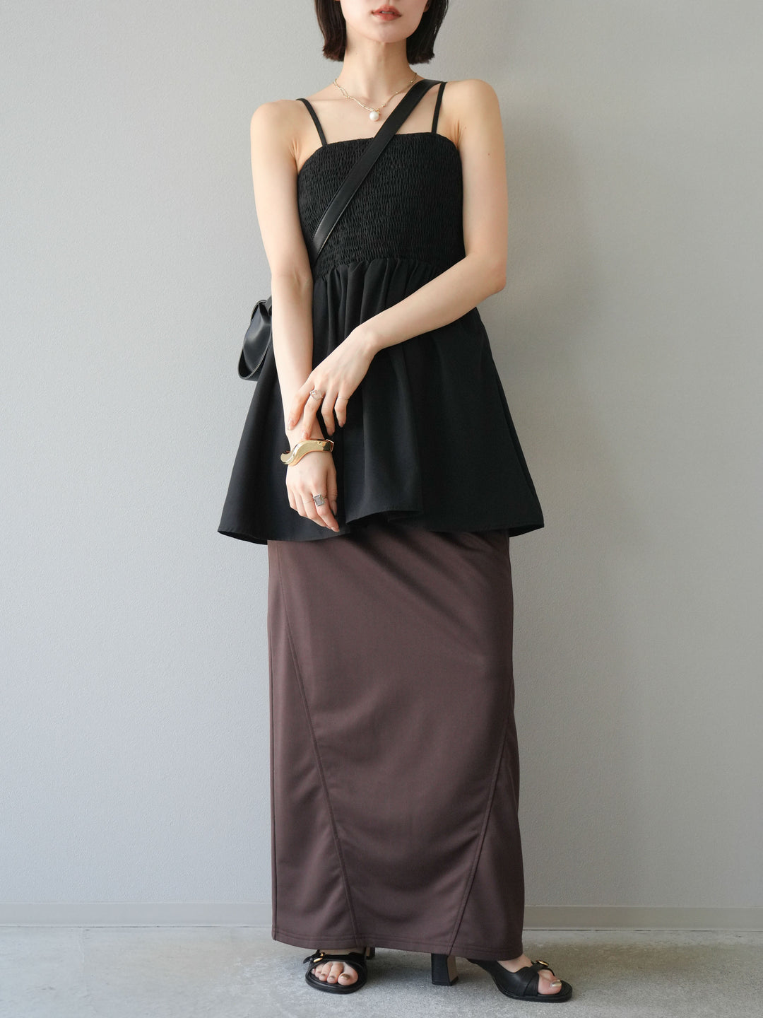 [予約]スウェットロングスカート/ブラウン