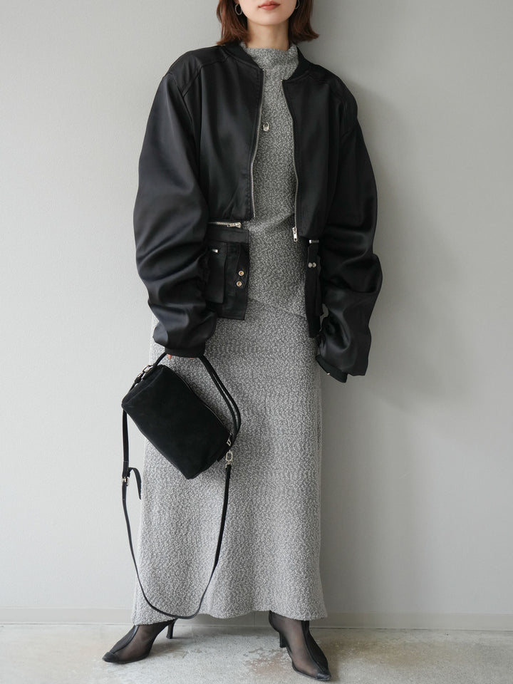 [予約]ブークレーニットIラインスカート/グレー