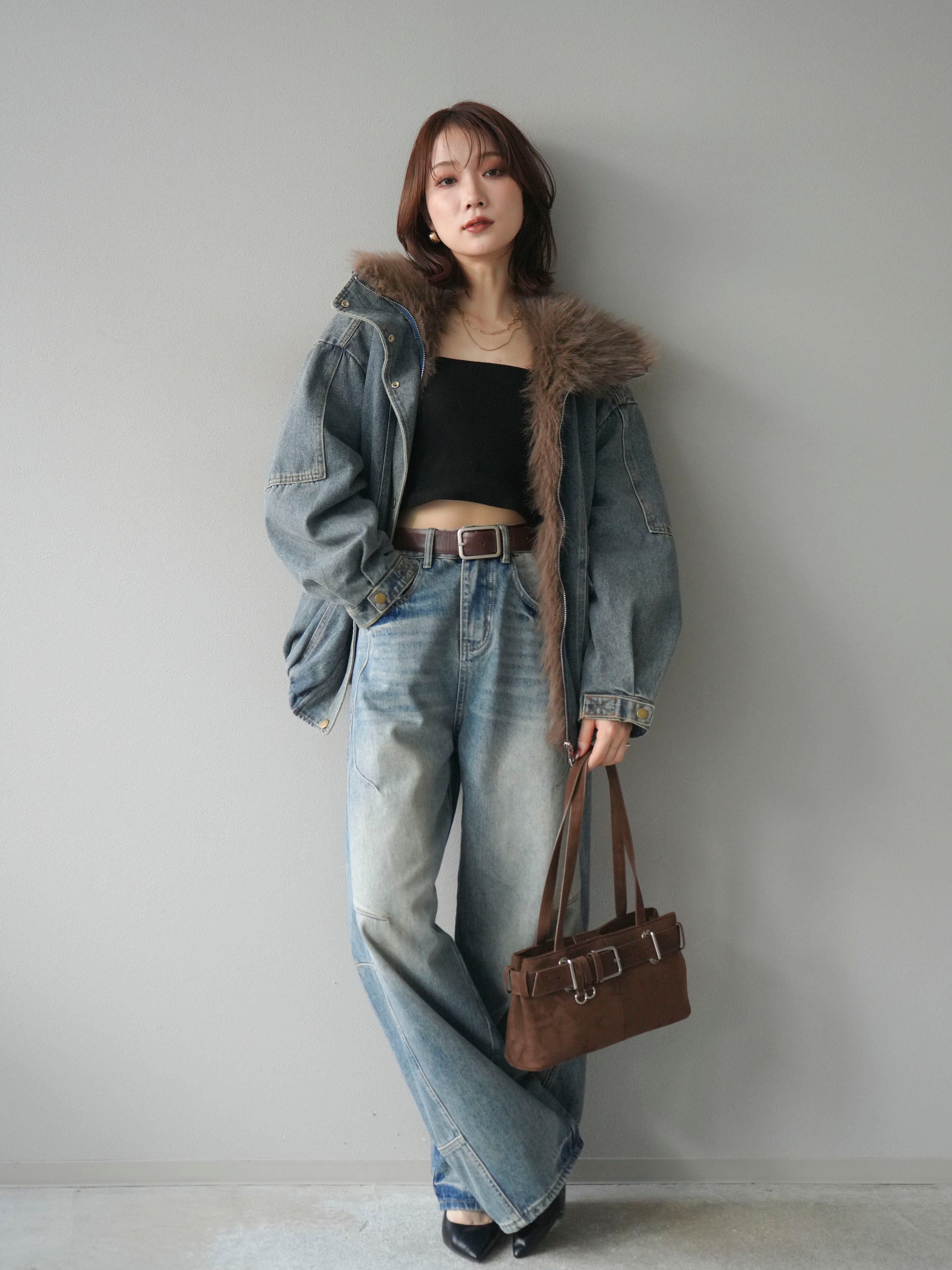 予約]デニムxファーブルゾン/denimbrown – Lumier