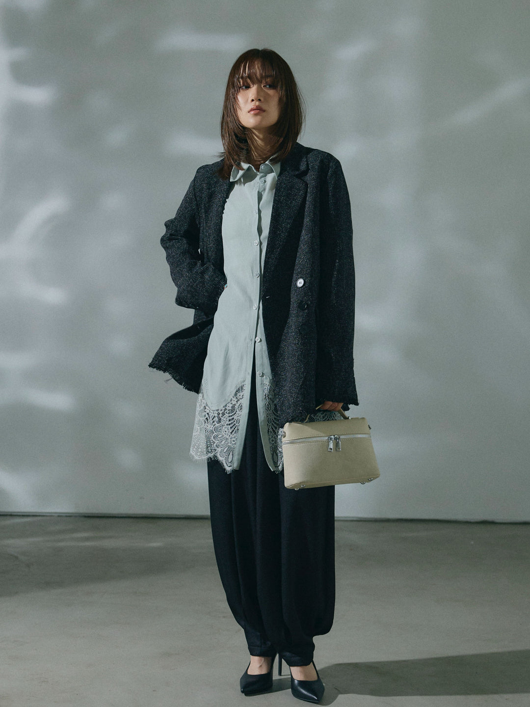 【Allure】[SET]スラブツイードフリンジテーラージャケット+スラブツイードフリンジテーラージャケット(2set)