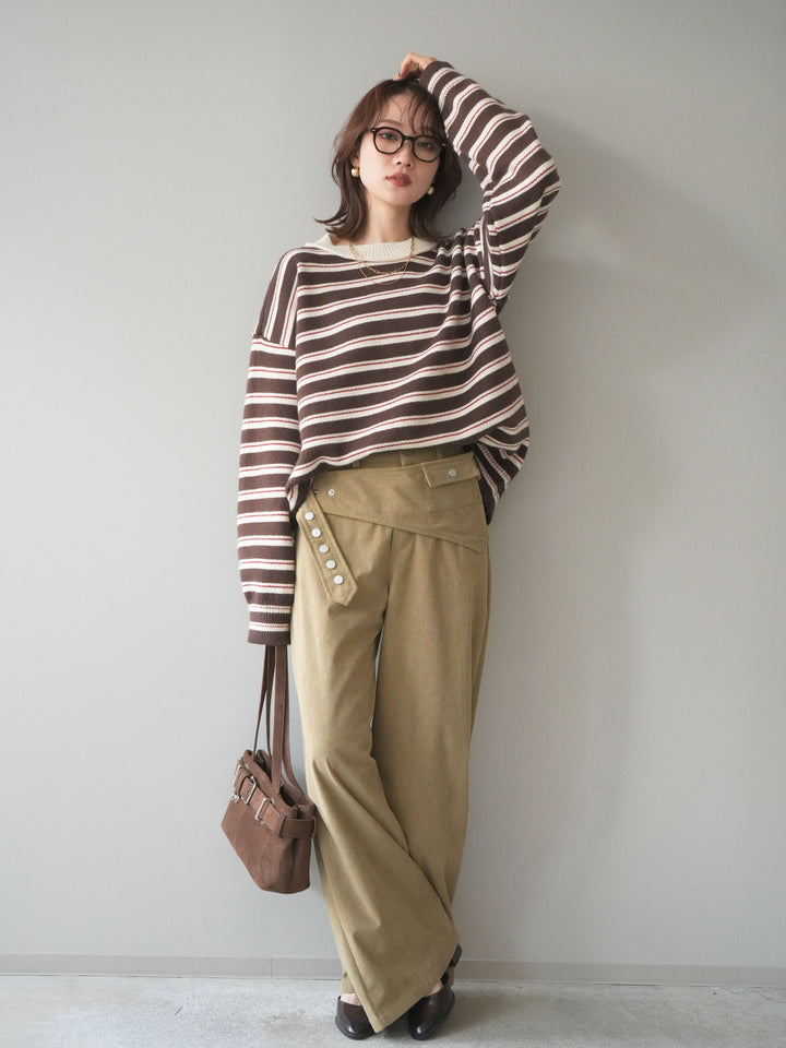 [予約]コーデュロイ巻きベルト付きパンツ/beige