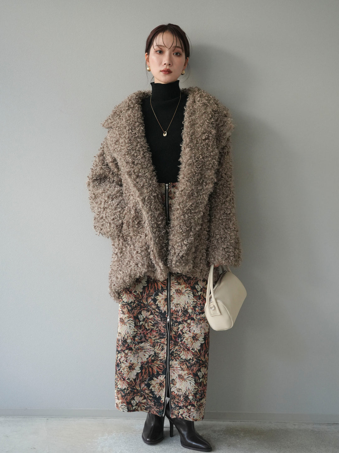 [予約]プードルファーダブルミドルコート/beige