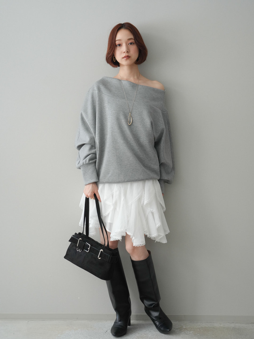 [予約]ラッフルレースミニスカート/white