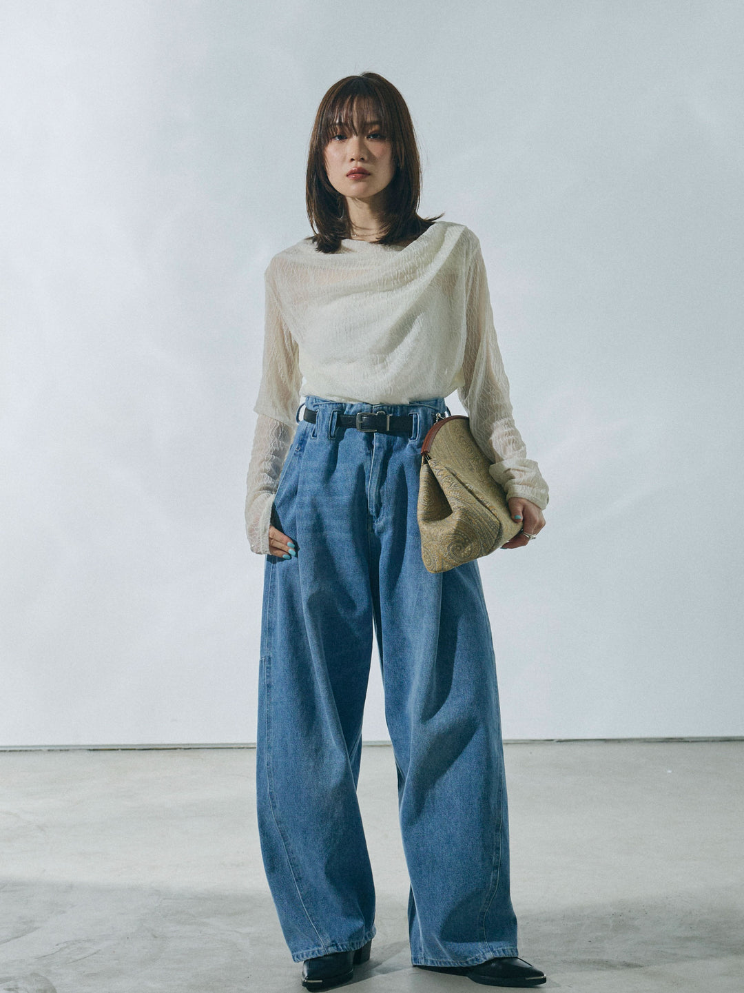 【Allure】[SET]ストレッチレースドレープトップス+ストレッチレースドレープトップス(2set)