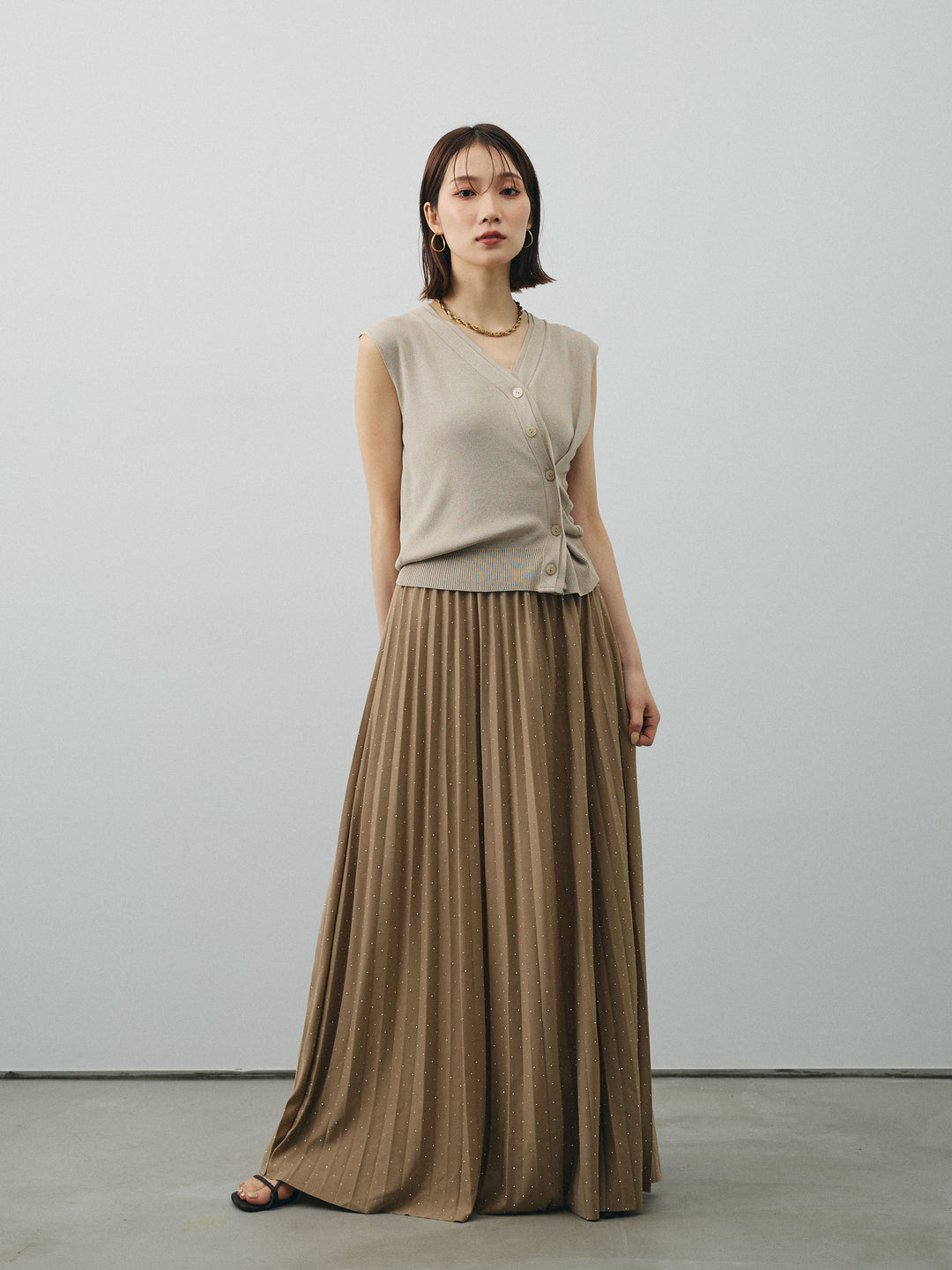 [予約]クールタッチ2WAYデザインニットベスト/ベージュ