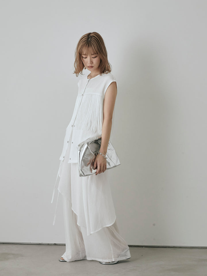 [予約]シアーワッシャーラップデザインパンツ/ホワイト