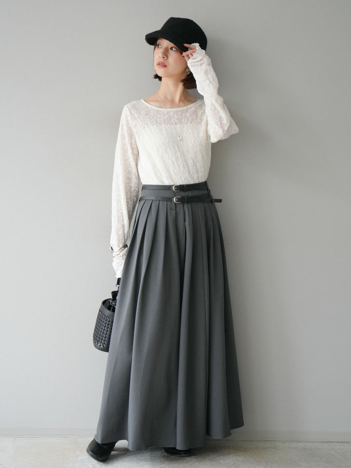 [予約]エステルプリーツスリットスカート/グレー