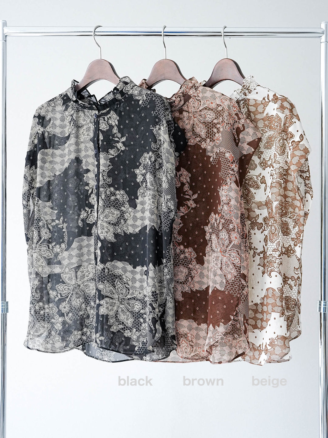 [SET] 花朵圖案法式袖襯衫 + 花朵圖案喇叭裙 (2 套)