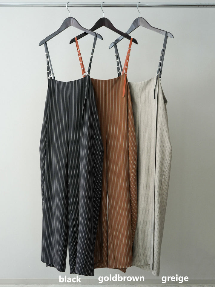 [SET]アシンメトリーチュールストライプジャケット+ヘリンボーンストライプサロペット(2set)