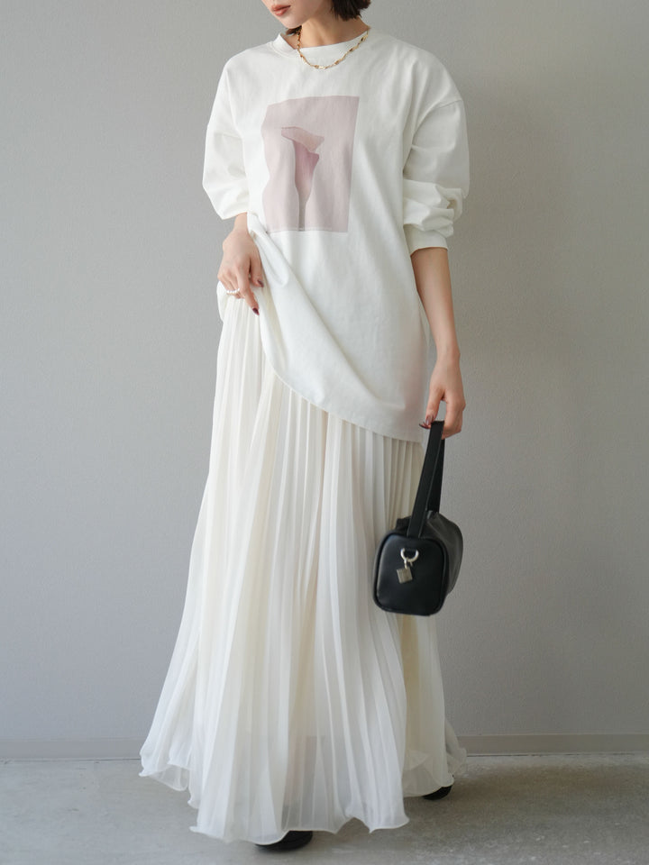 [予約]シフォンプリーツパイピングスカート/アイボリー