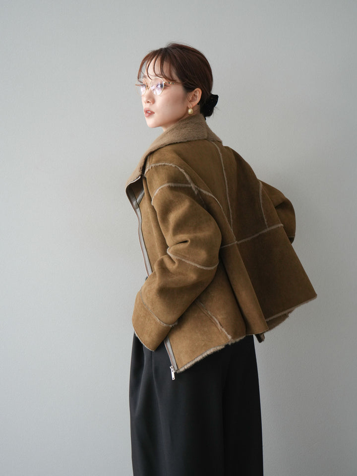 [予約]スタンドカラームートンZIPジャケット/khaki