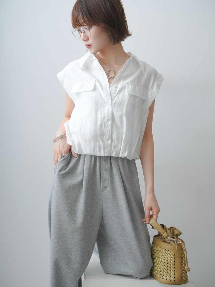 [SET]フラップデザインバルーンノースリシャツ+選べるアクセセット(2set)