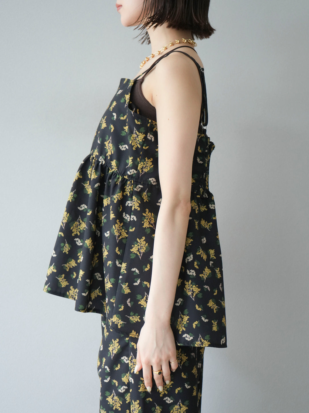 [予約]ブーケプリントキャミソール/ブラック