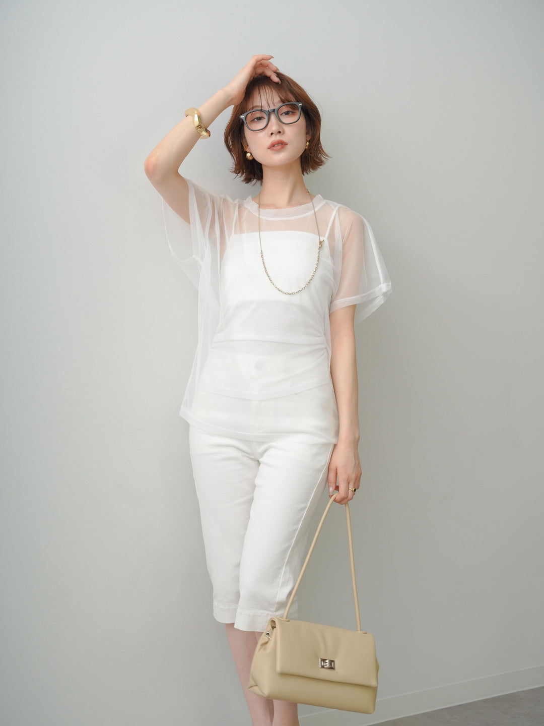 [SET]インナーキャミ付シアーオーバーTEE+選べるアクセセット(2set)