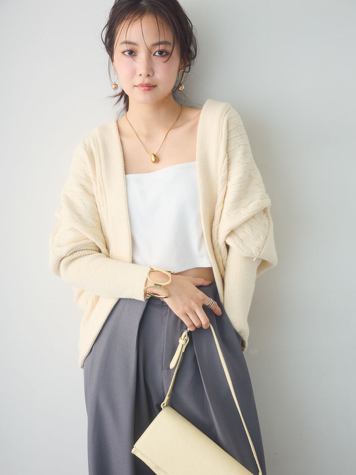 [SET]バックギャザーニットボレロ+選べるアクセセット(2set)