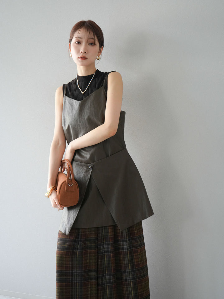 [予約]レイヤードレザーキャミソールチュニック/ブラウン