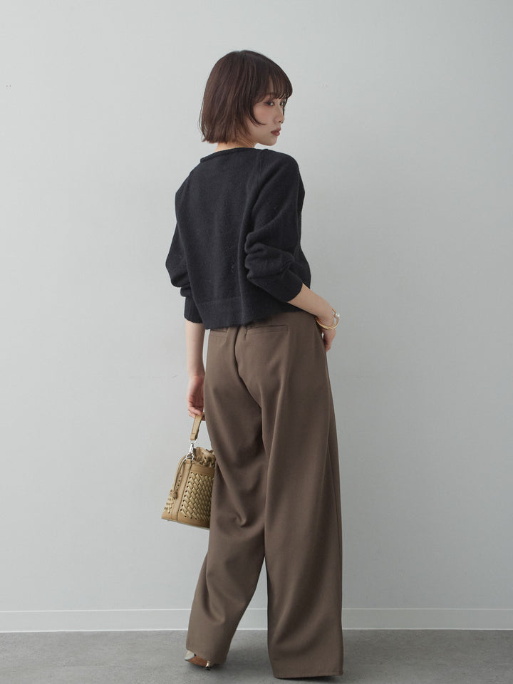 [SET]ゴールドラインボタンカーディガン+クレープデシンタックワイドパンツ(2set)