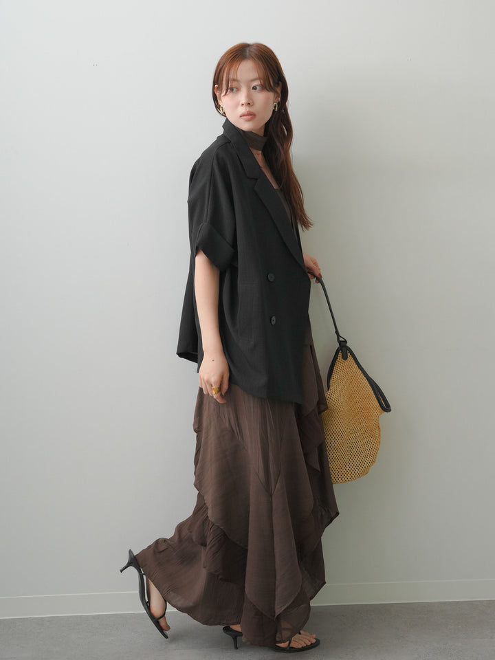 [予約]ラッフルヘムレイヤードキャミワンピース/brown