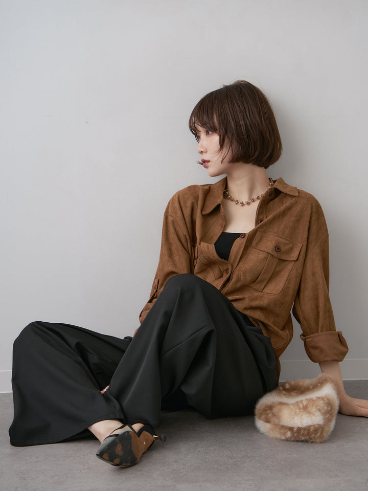 [予約]スウェードタッチWポケットシャツ/beige