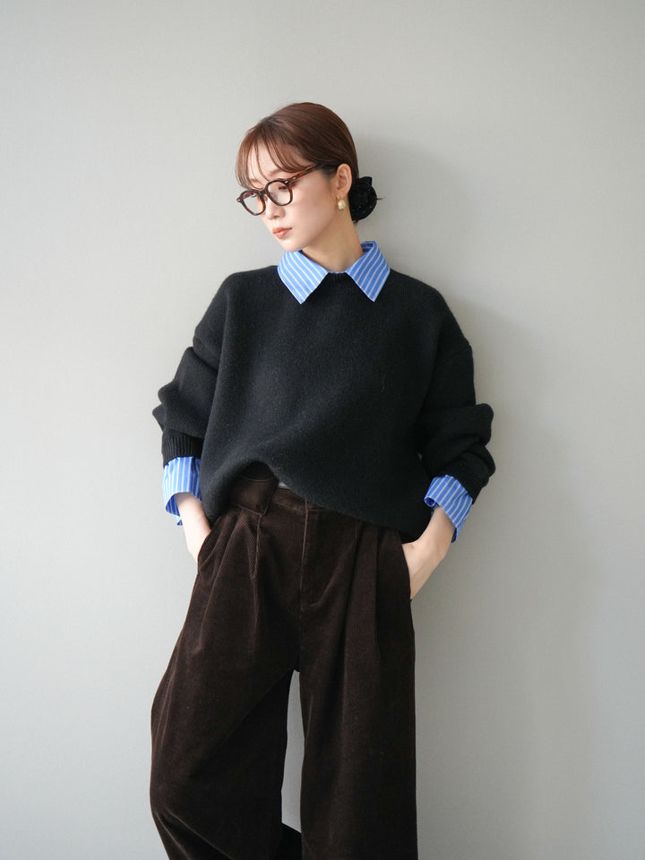 [予約]2WAY襟ニットプルオーバー/black