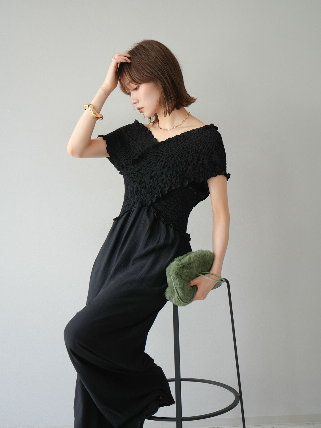 [SET]シャーリングクロスサロペット+シャーリングクロスサロペット(2set)