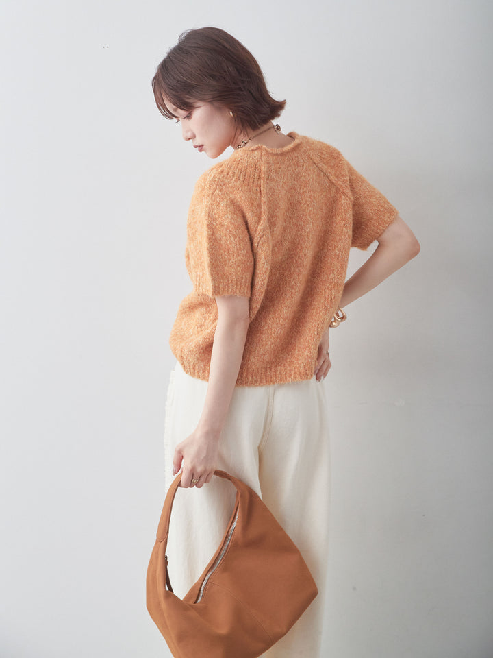 [予約]メランジショートニットトップス/orange