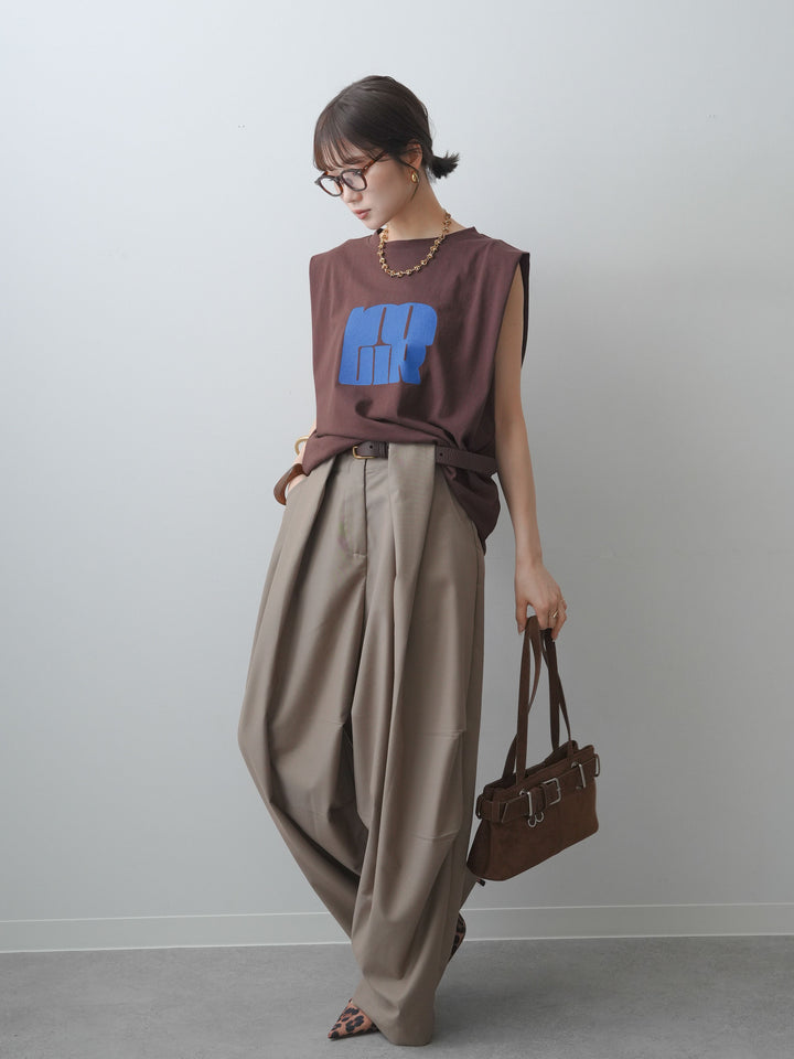 [SET]ヴィンテージロゴドロストTEE+ショルダータックノースリーブオーバーTEE(2set)