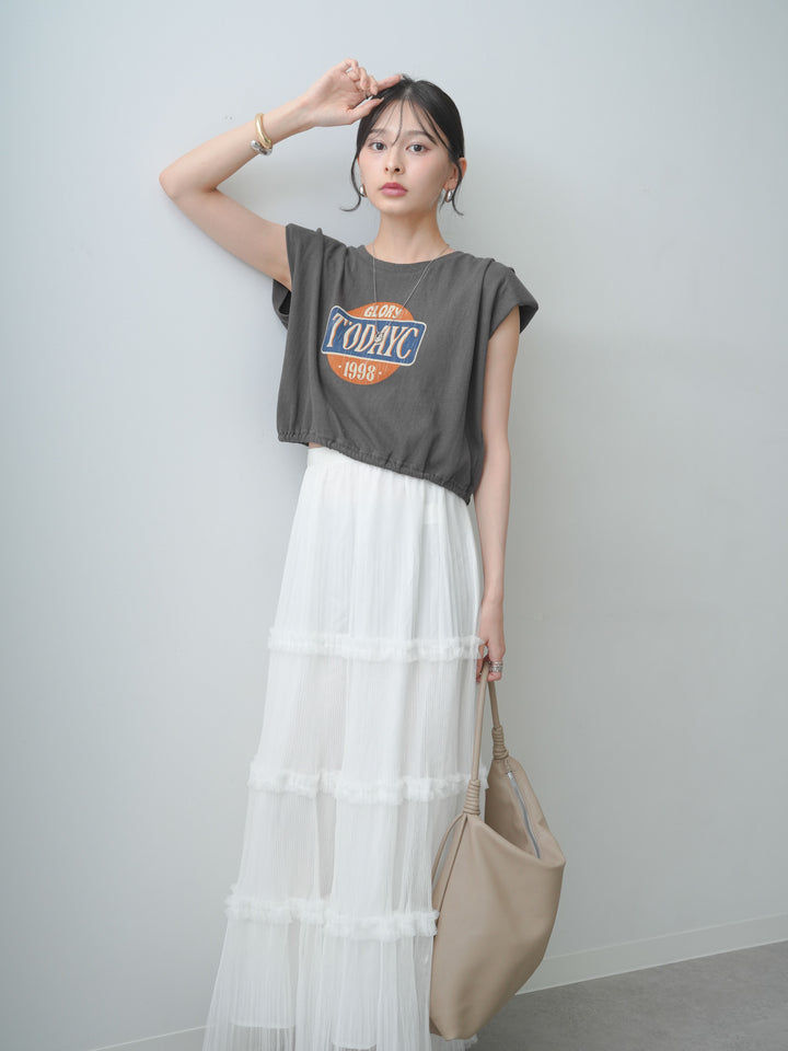 [SET]ヴィンテージロゴドロストTEE+ホイップチュールティアードフレアスカート(2set)
