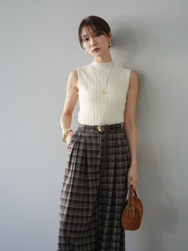 [予約]スリーブレスランダムリブニットトップス/アイボリー