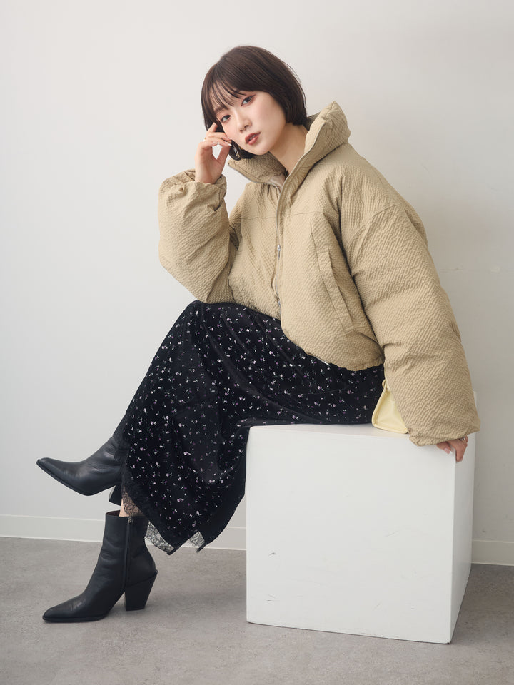 [SET]スタンドカラーショートパフジャケット+選べるアクセセット(2set)