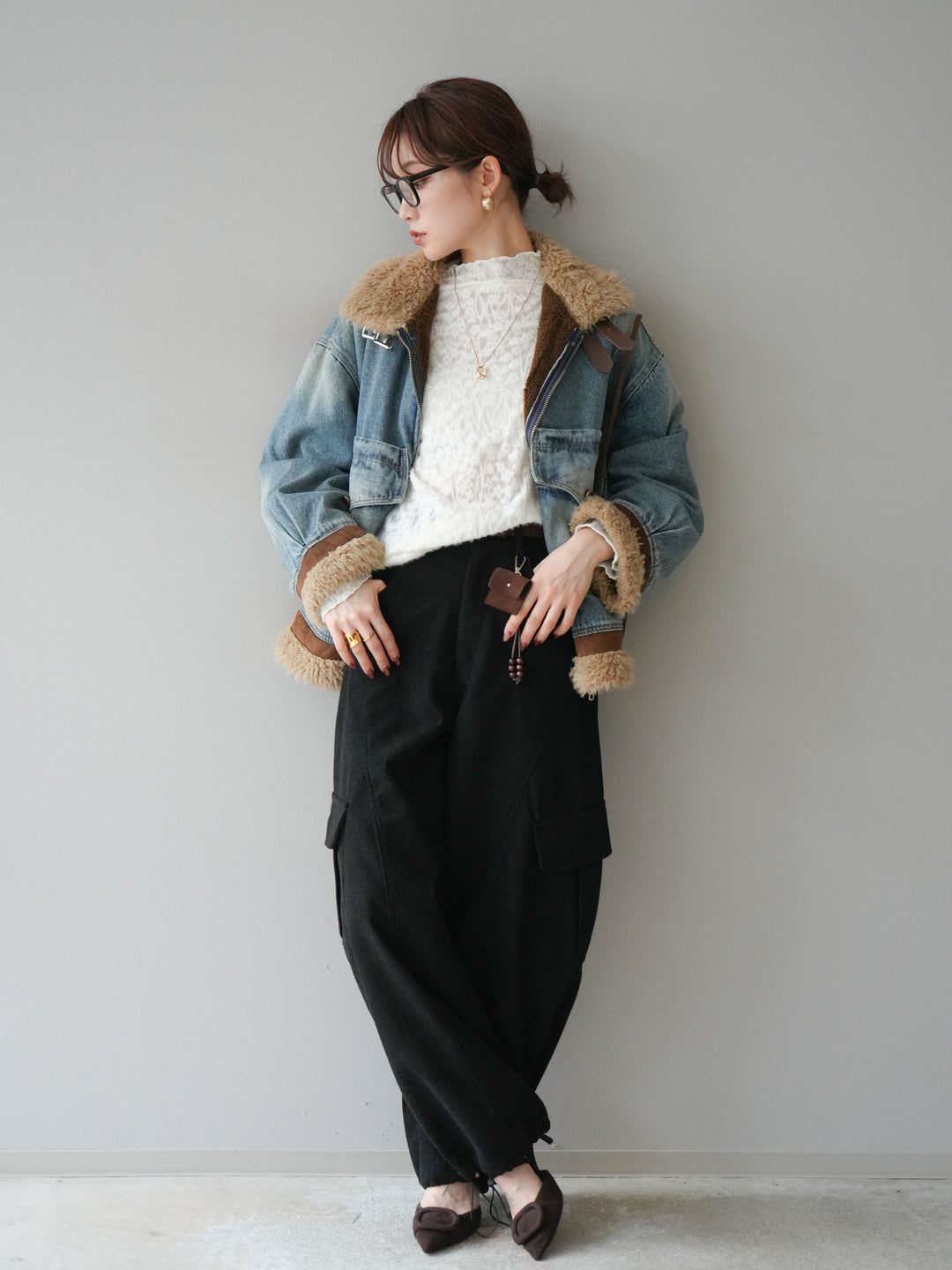 [予約]ベルト付コーデュロイカーゴパンツ/black