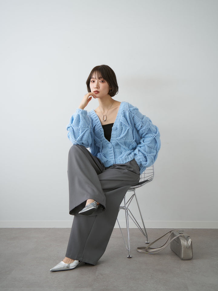 [SET]ダイヤ編立体ニットカーディガン+ダイヤ編立体ニットカーディガン(2set)