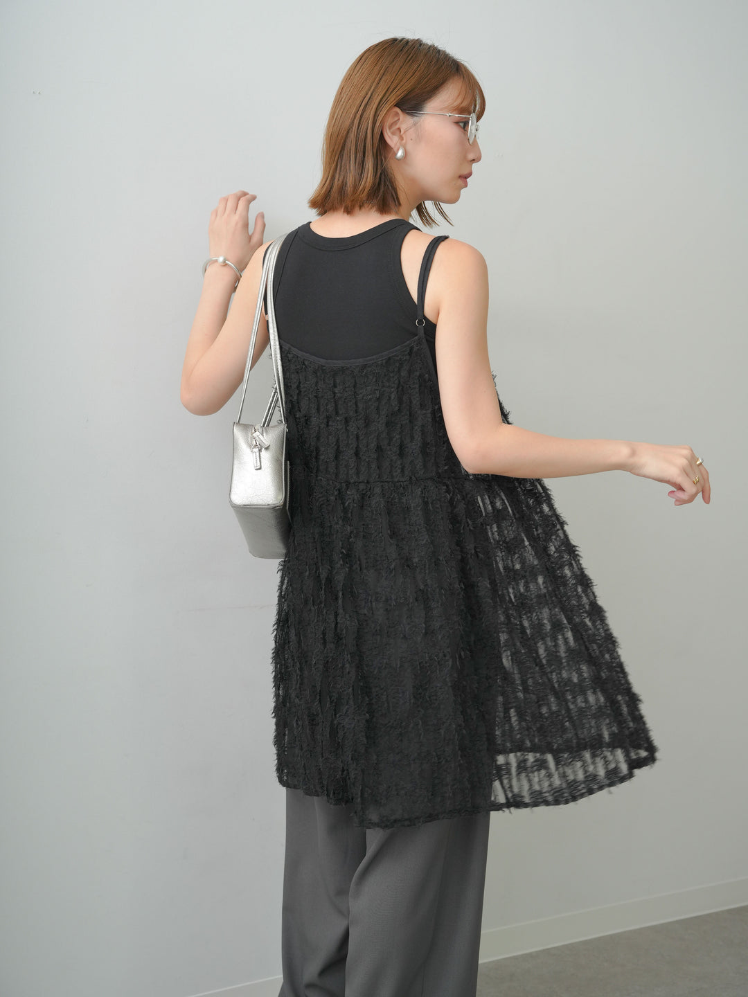 [予約]フェザージャガードキャミチュニック/black