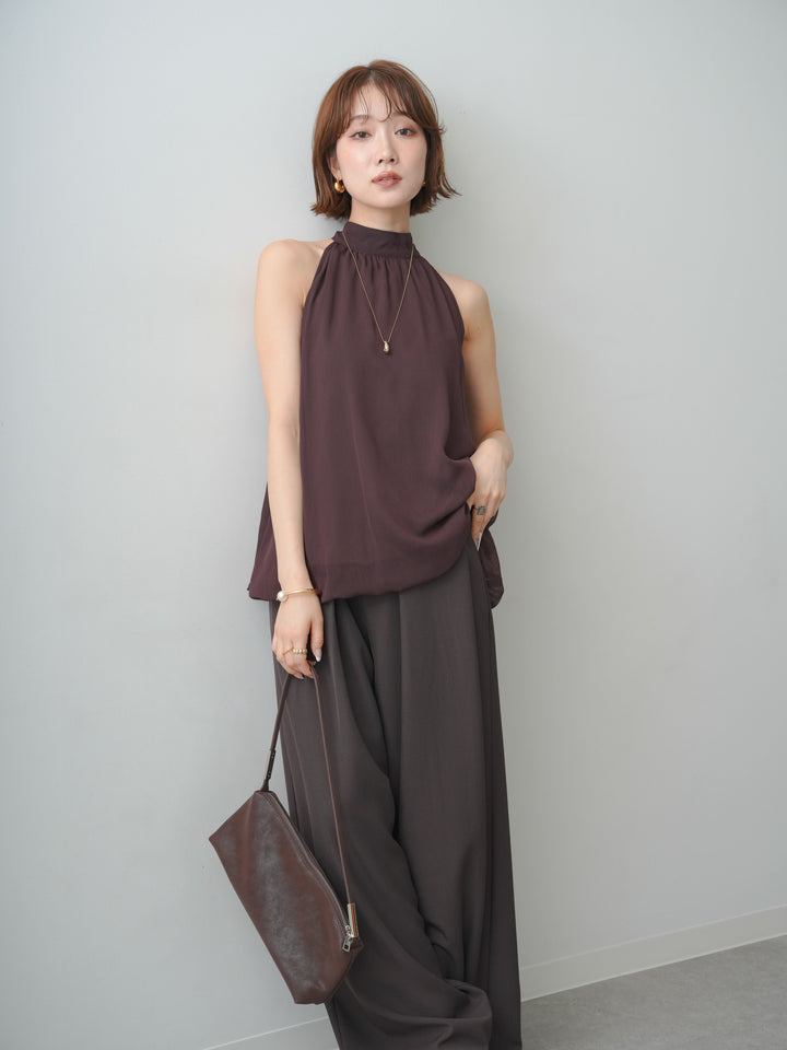 [予約]シフォンアメスリバルーンブラウス/brown