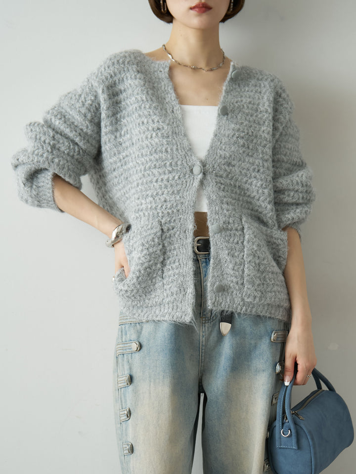 [SET]ポケット付ローゲージカーディガン+ポケット付ローゲージカーディガン(2set)