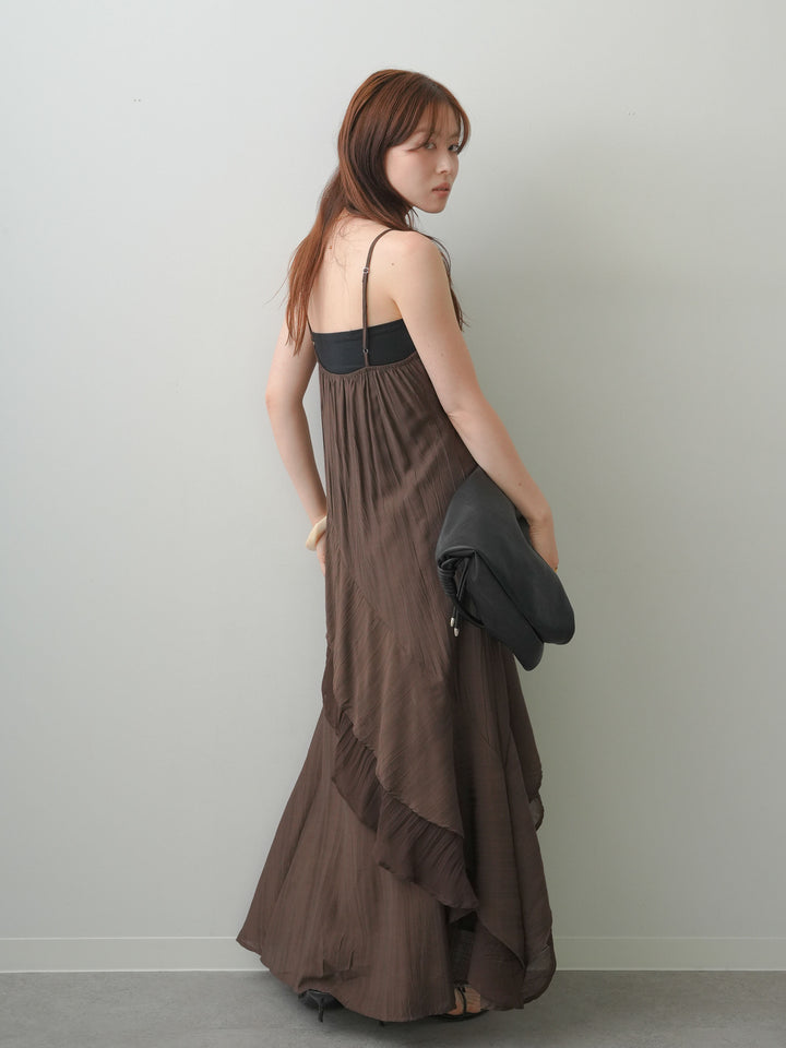 [予約]ラッフルヘムレイヤードキャミワンピース/brown