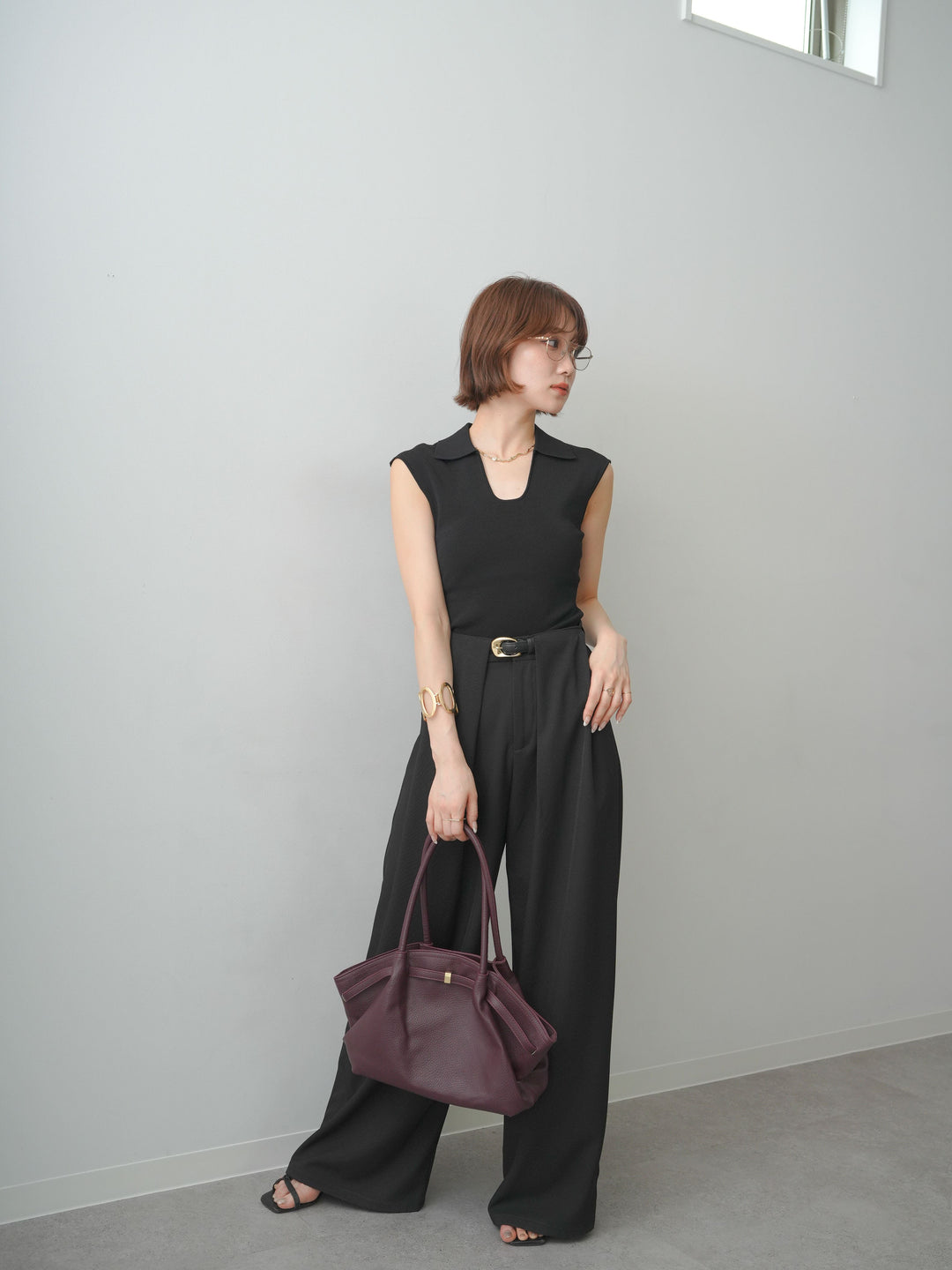 [SET]スキッパーフレンチニットトップス+スキッパーフレンチニットトップス(2set)