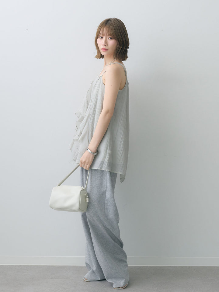 [SET]フロントラッフルシアーキャミソール+リラックスドレープスウェットパンツ(2set)