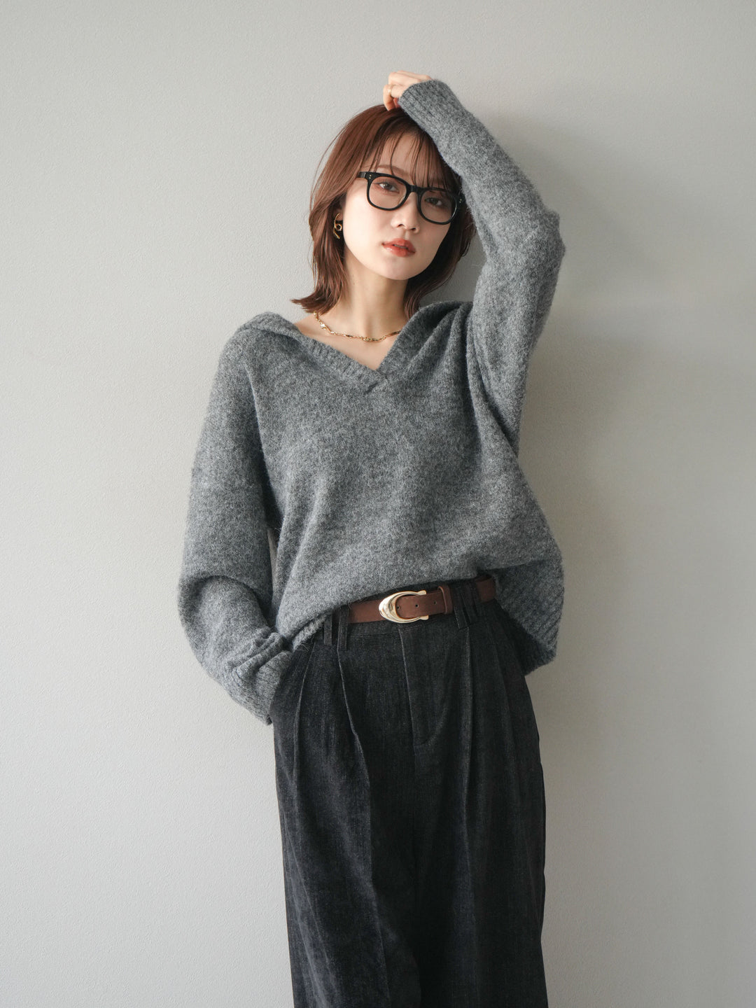 [SET]スキッパーニットプルオーバー+選べるアクセセット(2set)