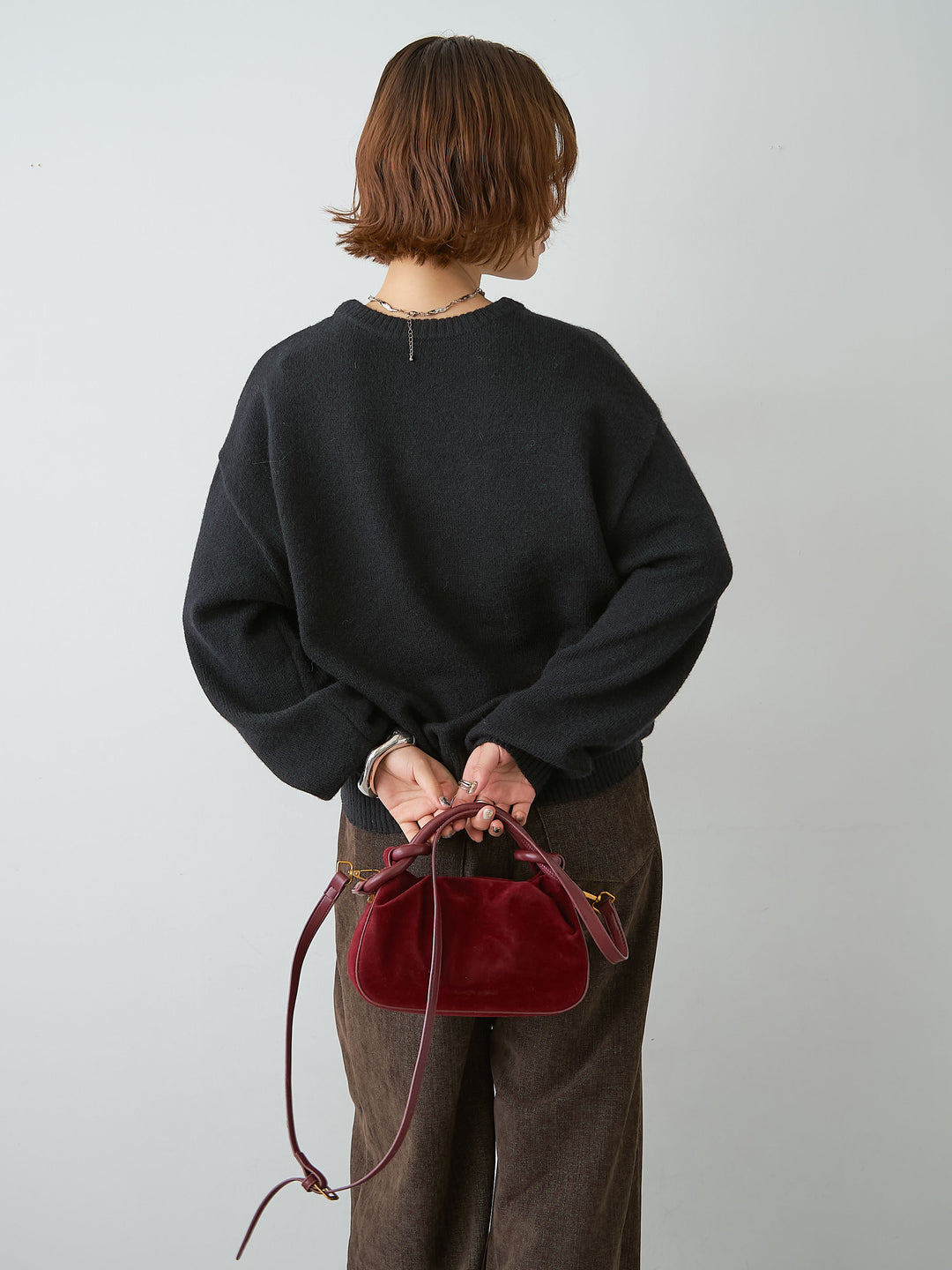 [SET]アルパカタッチ刺繍レースロゴニットプルオーバー+選べるアクセセット(2set)