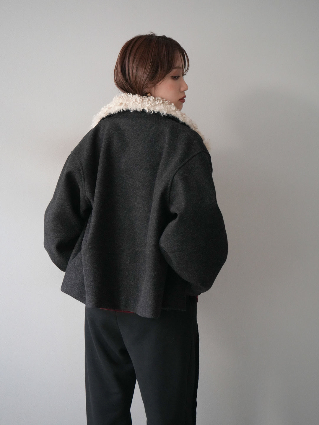 [予約]ロービングボアえりブルゾン/black