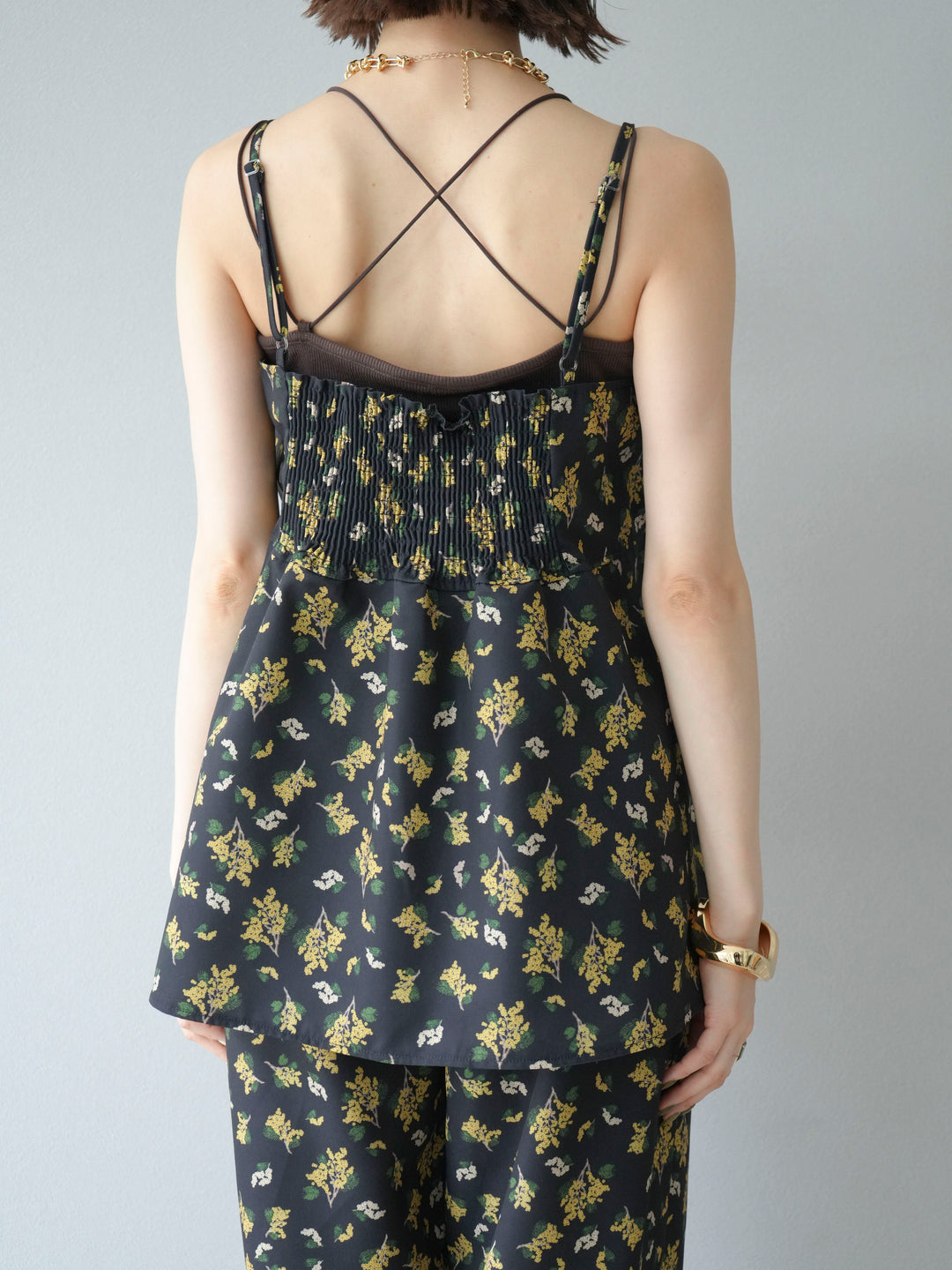 [予約]ブーケプリントキャミソール/ブラック