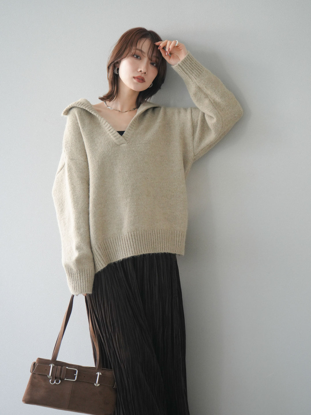 [SET]スキッパーニットプルオーバー+選べるアクセセット(2set)