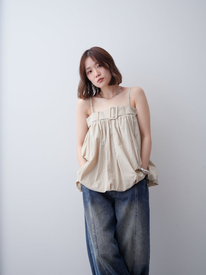 [予約]バックル付バルーンキャミトップス/beige